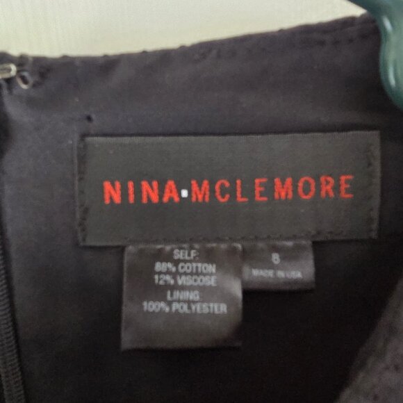 Nina Mclemore Dress 8 Swiss Cotton Blend Pique Black Dress Black $695 - Picture 3 of 9